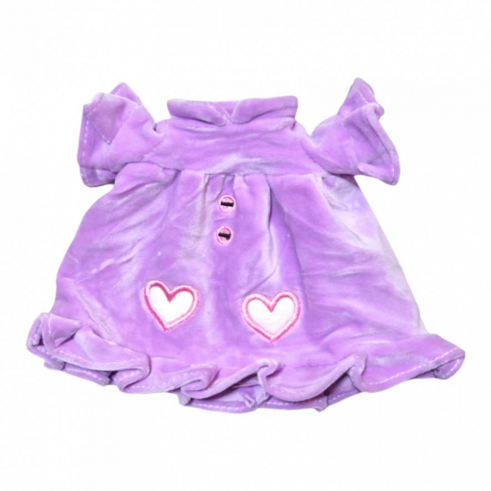 Papusa textila cu detalii brodate, palarie cu urechiuse, roz/mov/rosu, 48 cm [4]