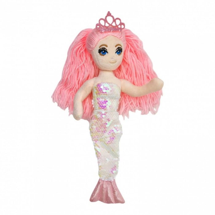 Papusa textila cu detalii brodate, sirena roz, 40 cm [2]
