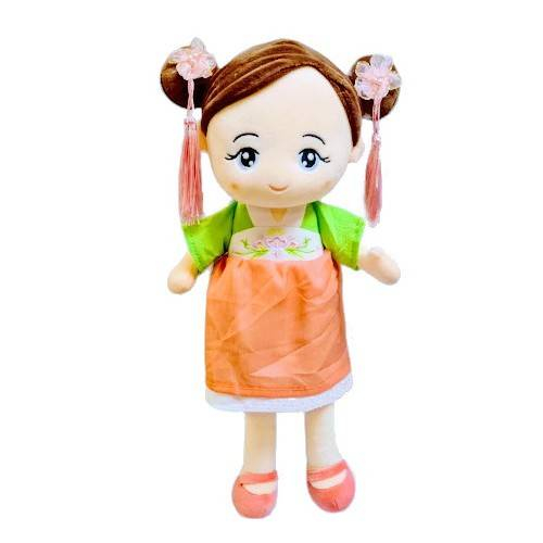 papusa textila cu doua codite, detalii brodate, 43 cm [2]