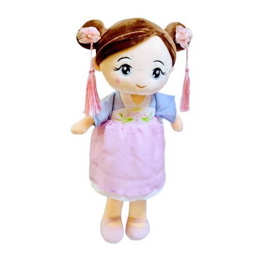 papusa textila cu doua codite, detalii brodate, 43 cm [3]