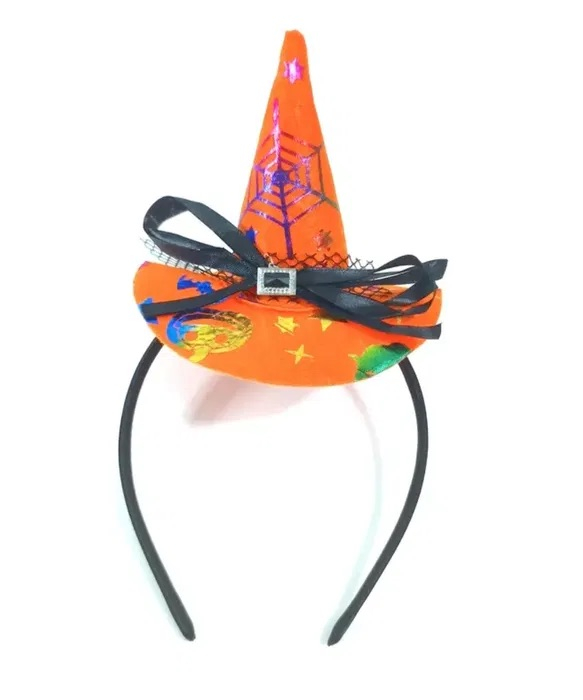 Set costum vrajitoare Halloween pentru copii, fustita si bentita cu palarie, 3-8 ani [2]