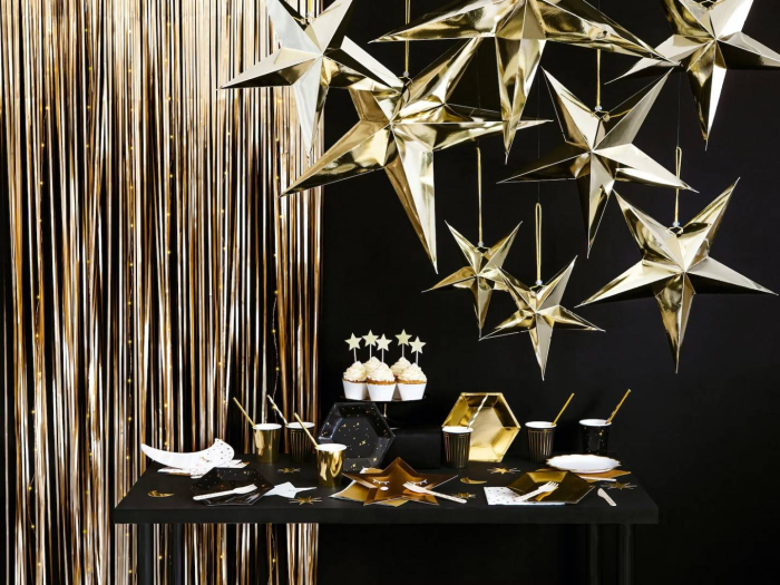 Decoratiune stea din carton, auriu, 45 cm [4]