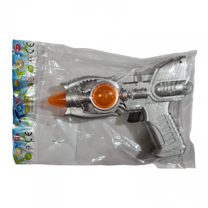 Pistol de jucarie cu lumini si sunete, argintiu, 20 cm [2]