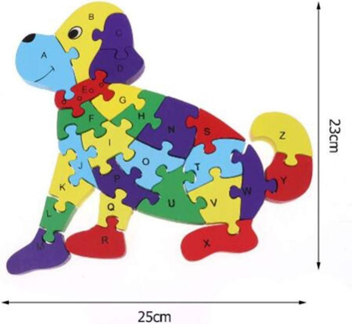 Puzzle din lemn cu litere si cifre, catel, 25 cm [2]