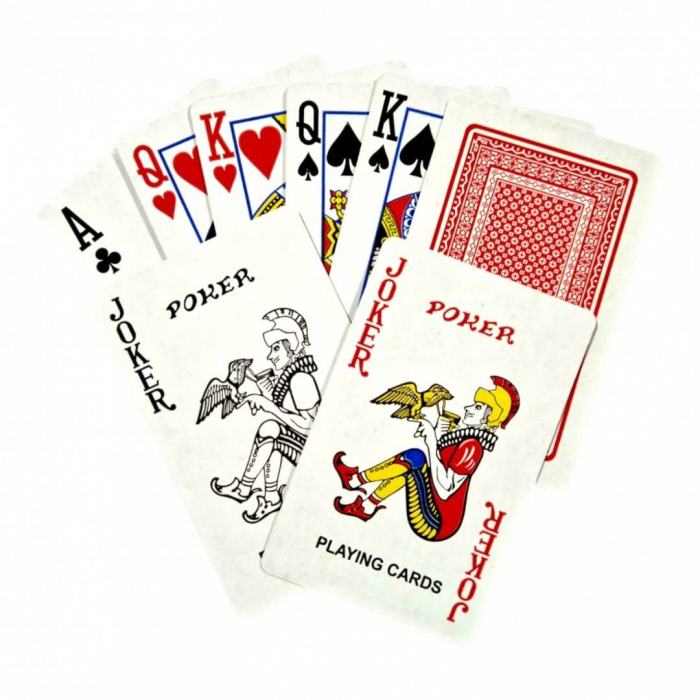 Set 10 carti de joc model clasic, 54 buc, plastifiate, rosu / albastru [2]