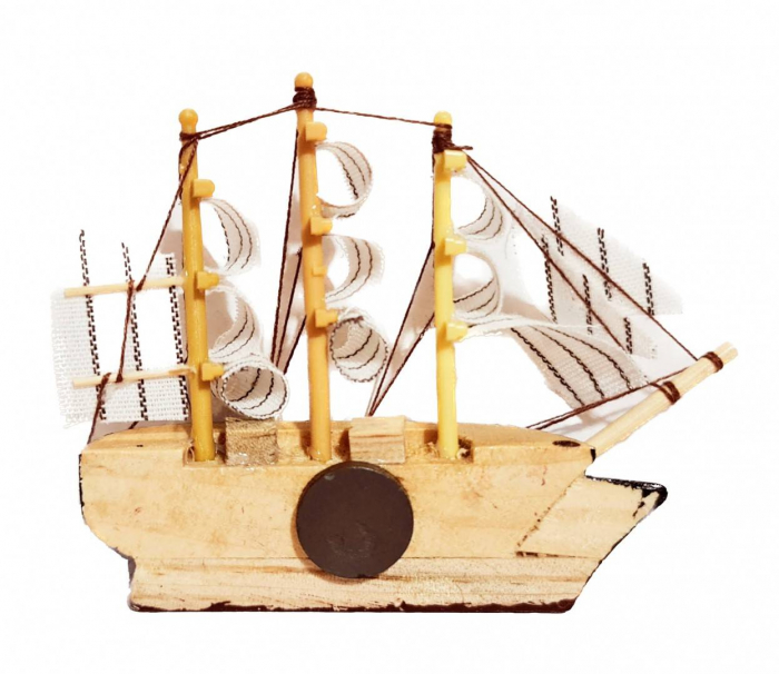 Magnet decorativ pentru frigider, corabie lemn, marturie pentru botez [5]