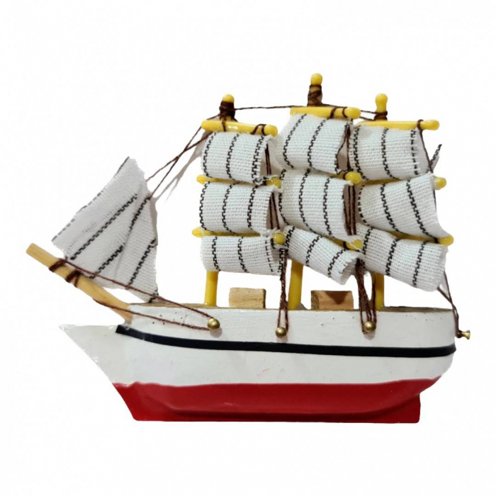 Magnet decorativ pentru frigider, corabie lemn, marturie pentru botez [2]