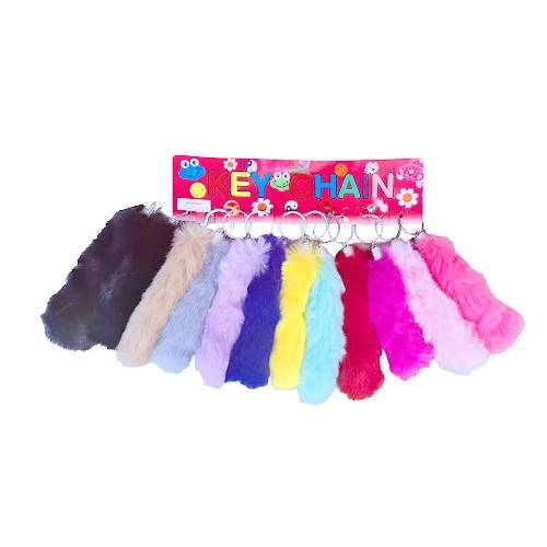 set 12 brelocuri, puf din blana artificiala, culori diferite, 16 cm [2]