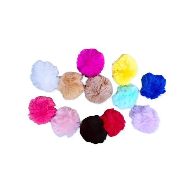 set 12 brelocuri, puf din blana artificiala, culori diferite, 9 cm [3]