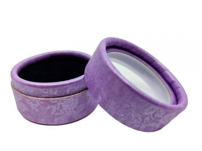 set 12 cutii cilindrice cu capac transparent detasabil, interior catifea neagra, cutie pentru bijuterii, martisoare , diametrul 9 cm [4]