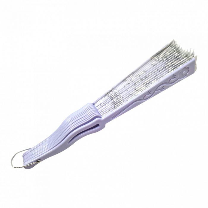 Set 12 Evantaie din plastic si material textil, pliabil, alb cu imprimeu argintiu [2]