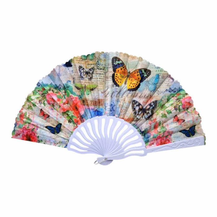 Set 12 evantaie din plastic si material textil, pliabil, model cu fluturi [5]