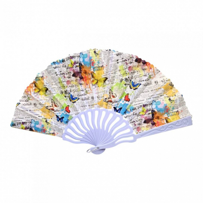 Set 12 evantaie din plastic si material textil, pliabil, model cu fluturi [3]