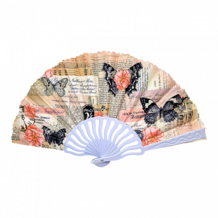 Set 12 evantaie din plastic si material textil, pliabil, model cu fluturi [4]