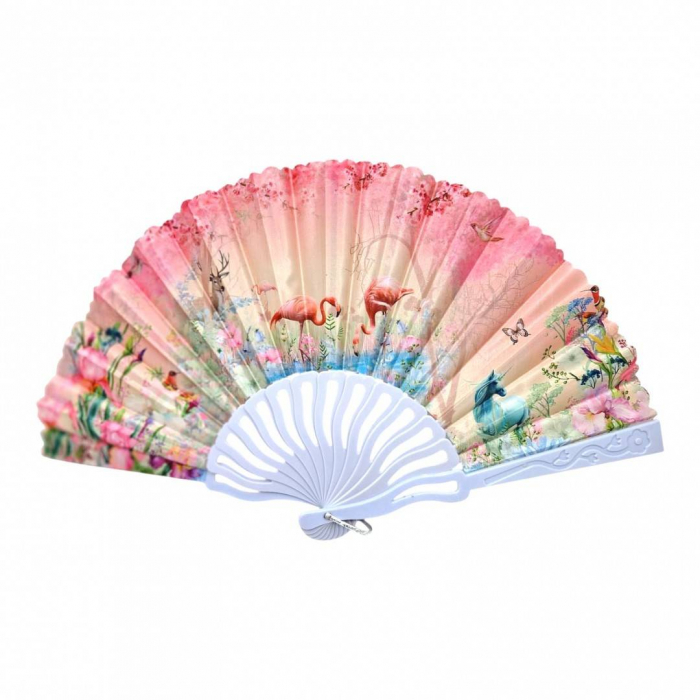 Set 12 evantaie din plastic si material textil, pliabil, model flamingo [5]