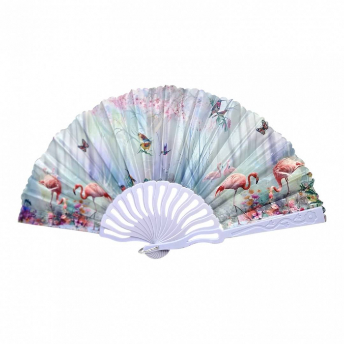 Set 12 evantaie din plastic si material textil, pliabil, model flamingo [6]