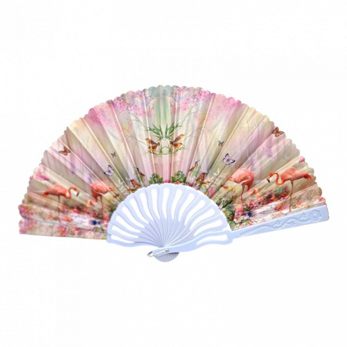 Set 12 evantaie din plastic si material textil, pliabil, model flamingo [3]