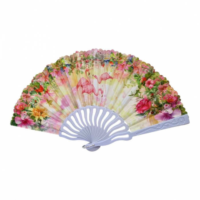 Set 12 evantaie din plastic si material textil, pliabil, model flamingo [4]