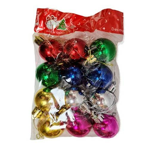 Set 12 globuri multicolore, decoratiune pentru pomul de Craciun, diametru 2.5 cm [2]