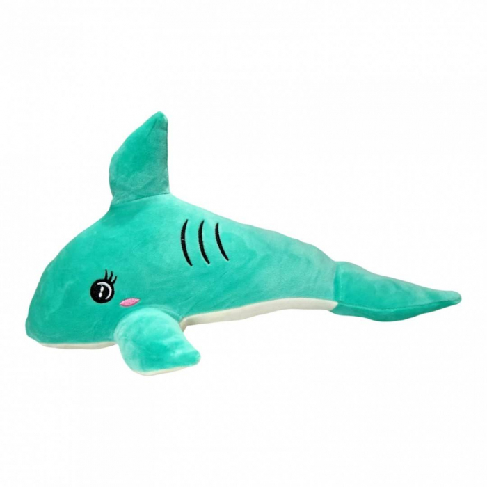 Jucarie din plus, rechin cu detalii brodate, 40cm, vernil [2]