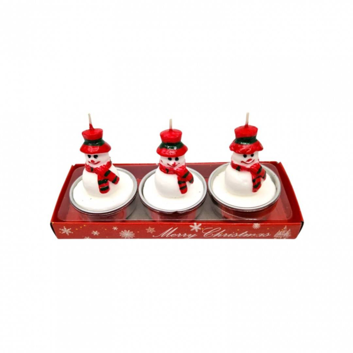 Lumanari decorative pentru Craciun, set 3 buc, om de zapada [2]