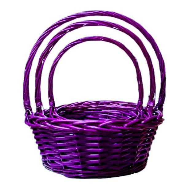 Set 3 cosuri impletite din rachita si nuiele, cu toarta, rotunde, diametrul 20-33 cm [3]