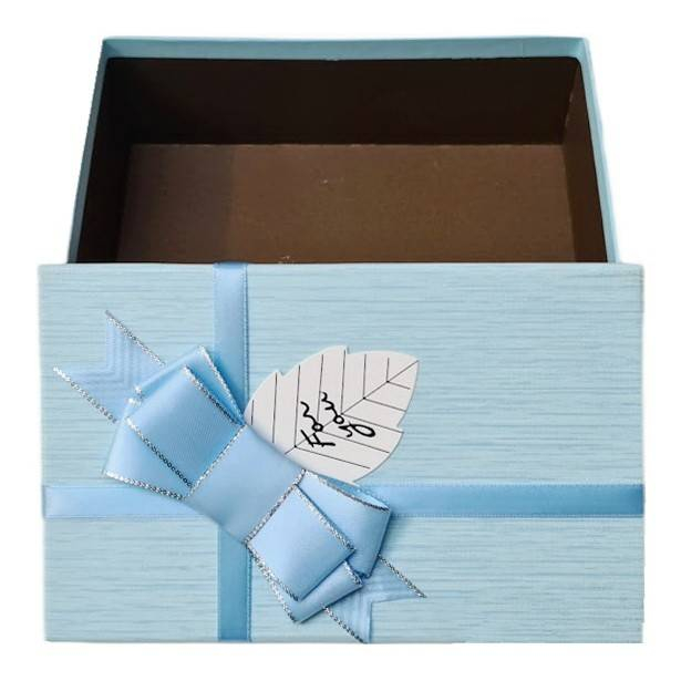 set 3 cutii cadou in forma dreptunghiulara, fundita din satin cu margine argintata, albastru 17.5-22.5 cm [3]