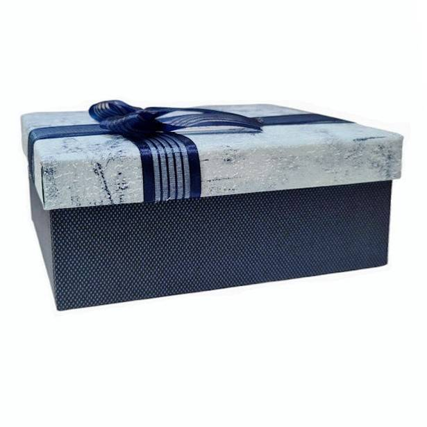 set 3 cutii cadou in forma dreptunghiulara, fundita din organza, albastru 17.5-22.5 cm [2]