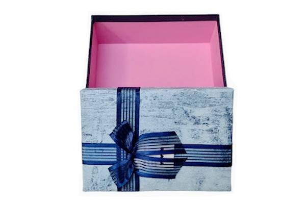 set 3 cutii cadou in forma dreptunghiulara, fundita din organza, albastru 17.5-22.5 cm [3]