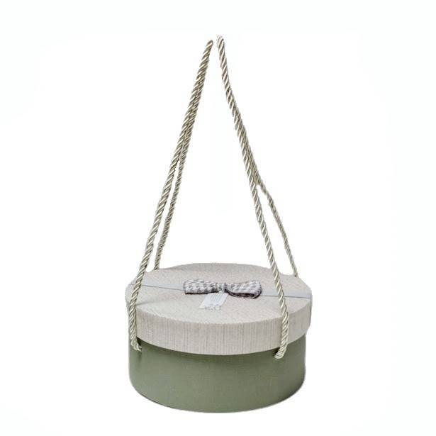 set 3 cutii cadou, model rotund, fundita din material textil, gri, 19-22 cm [3]