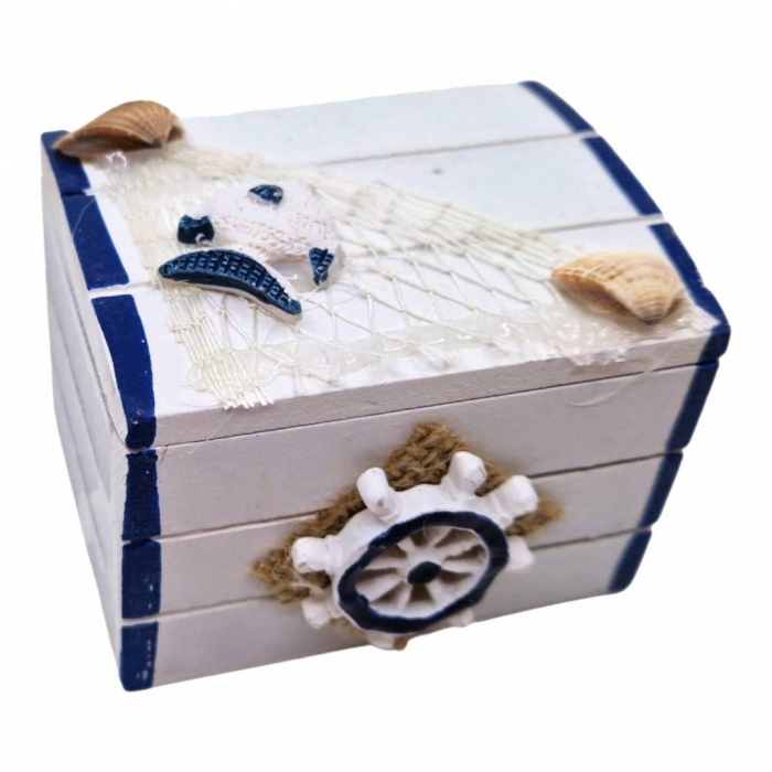 Cufar din lemn cu accesorii marine, 7.5x5.5x5.5 cm [2]