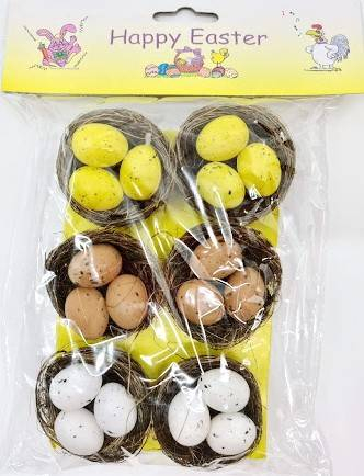 set 6 cuiburi cu oua, decoratiune Paste din fire naturale [3]