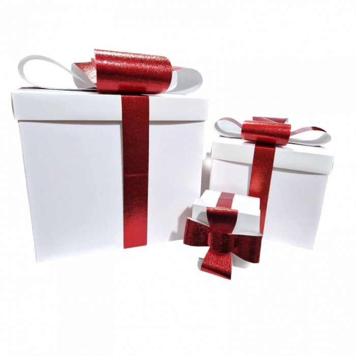 cutie alba cu panglica rosie, 30x30x30 cm [2]