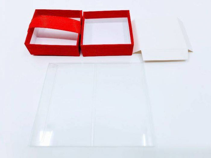 set 6 cutii transparente cu fundita rosie, cutie pentru flori de sapun, esarfe cu martisor, mici decoratiuni, 6x6x10 cm [4]