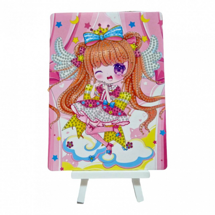 Set creativ de pictura cu diamante, tablou cu sevalet, fetita 19x14x2.5 cm [8]