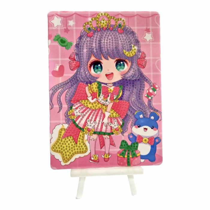 Set creativ de pictura cu diamante, tablou cu sevalet, fetita 19x14x2.5 cm [4]