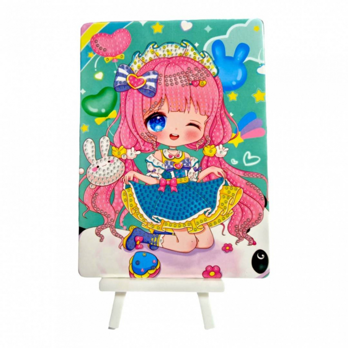 Set creativ de pictura cu diamante, tablou cu sevalet, fetita 19x14x2.5 cm [7]