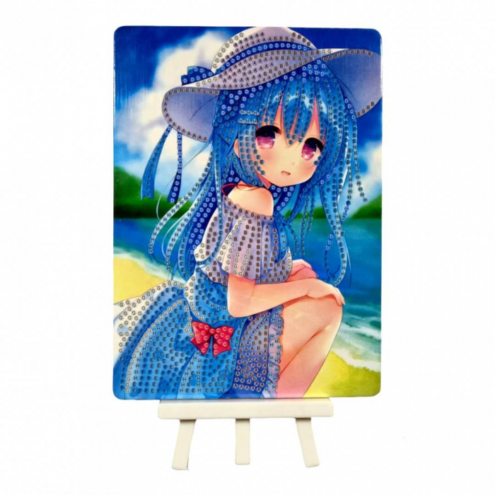 Set creativ de pictura cu diamante, tablou cu sevalet, fetita 19x14x2.5 cm [9]