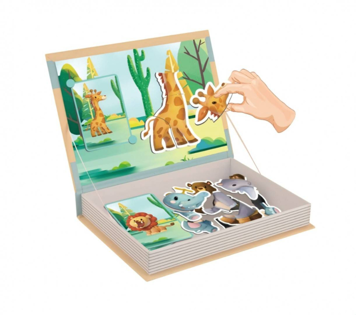 Joc magnetic cu animale salbatice, potrivire si recunoastere, 65 piese [2]