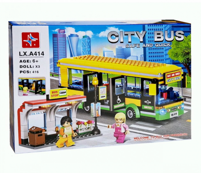 Set de constructie, autobuz cu statie auto si 3 figurine, 416 piese [2]