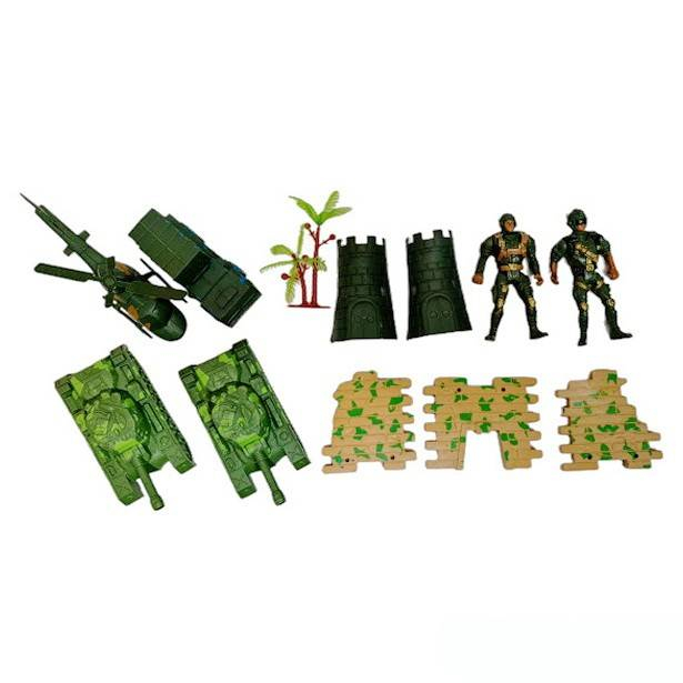 Set militar cu harta, soldati si vehicule militare, 12 piese, verde [3]