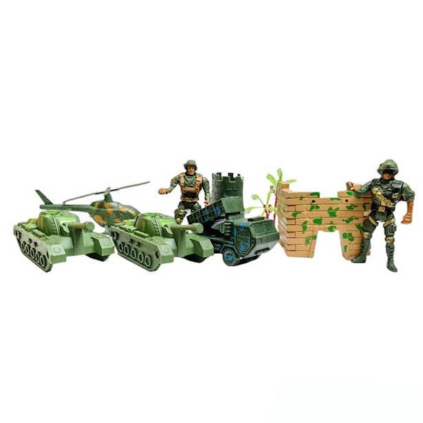 Set militar cu harta, soldati si vehicule militare, 12 piese, verde [2]