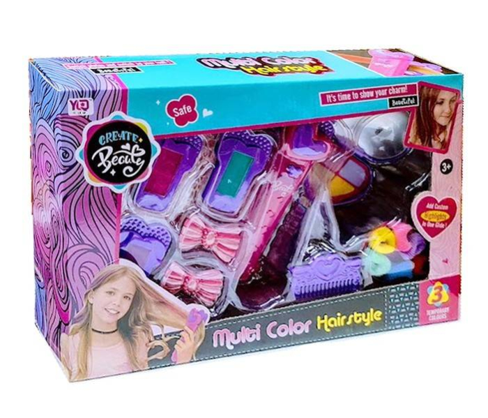 Set pentru colorarea parului in 3 culori, oglinda si accesorii pentru fete, 18 piese [1]