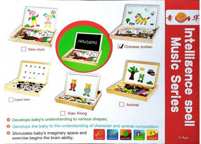 Tabla magnetica cu doua fete, puzzle magnetic, zodiacul chinezesc [2]