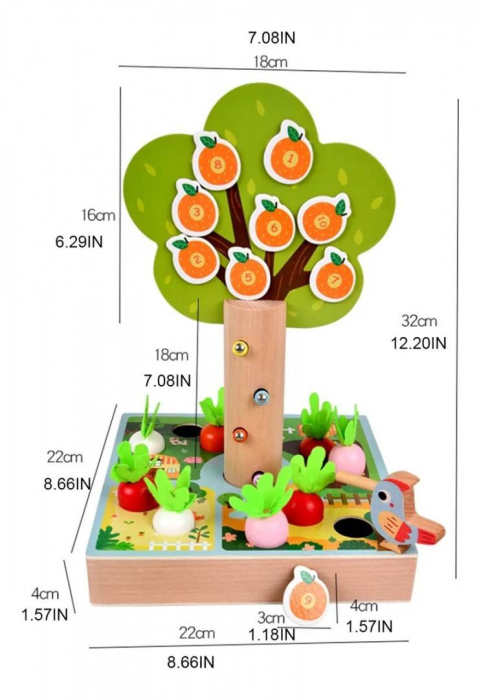 Jucarie educativa din lemn, gradina fermecata cu legume si copac magnetic [4]