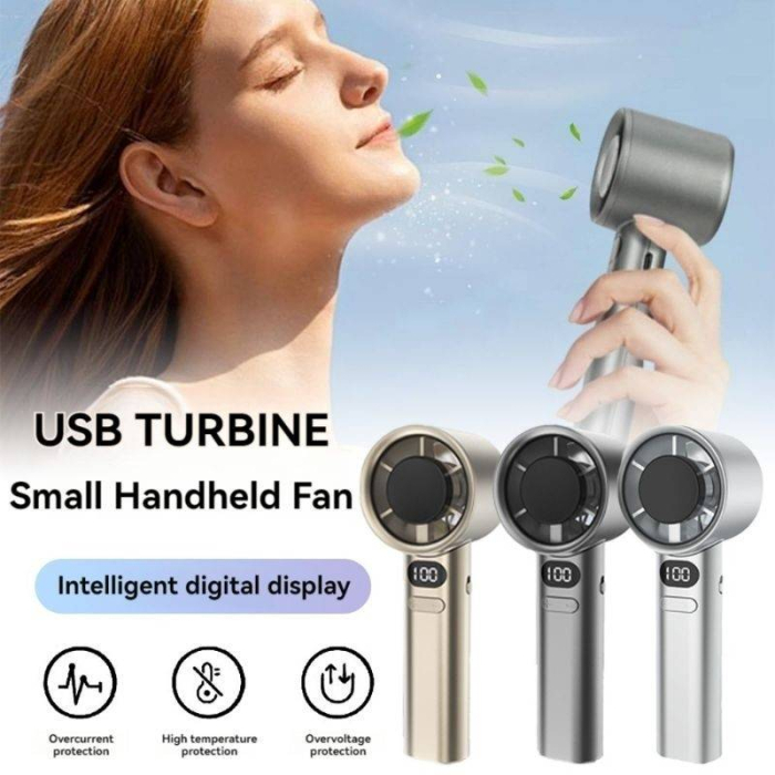 Ventilator Portabil cu Ecran Digital, 120 Trepte de Viteză și Suport de Birou pentru Telefon, bej [3]