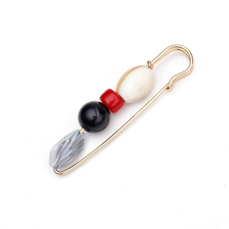 Martisor - Brosa dama tip ac de siguranta cu 4 elemente decorative, 8 cm