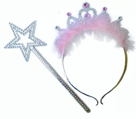 Bebe & Papusi & Accesorii - accesorii printesa, coronita si bagheta magica, roz