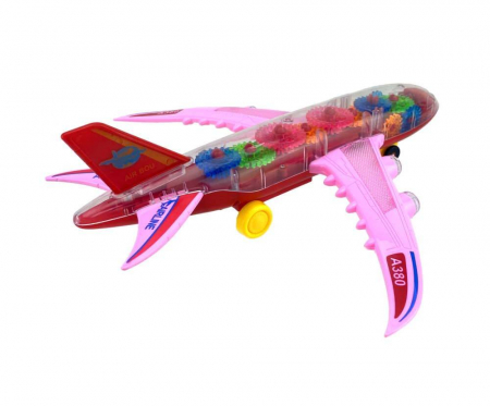 Vehicule - avion cu carcasa transparenta, lumini si sunete, 30 cm