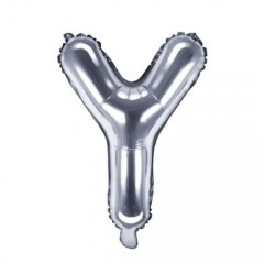 Petrecere - Balon din folie metalizata, argintiu, 80 cm, litera Y